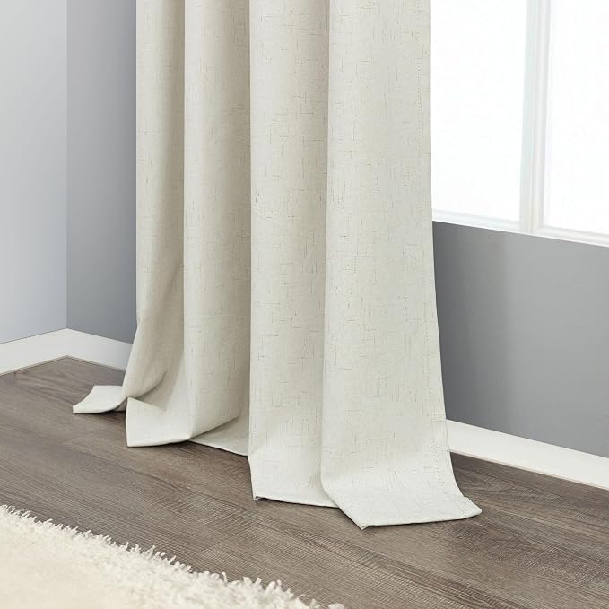 Pitalk Curtains for Living Room 90 Inch Long Blackout Linen Boho Black Out - Image 8