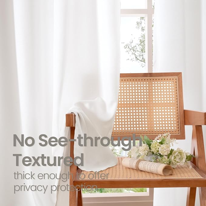 BGment Pure White Linen Curtains - Image 2