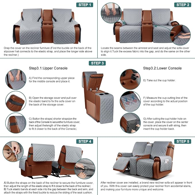 Ruaozz Waterproof Loveseat Recliner Cover - Image 7
