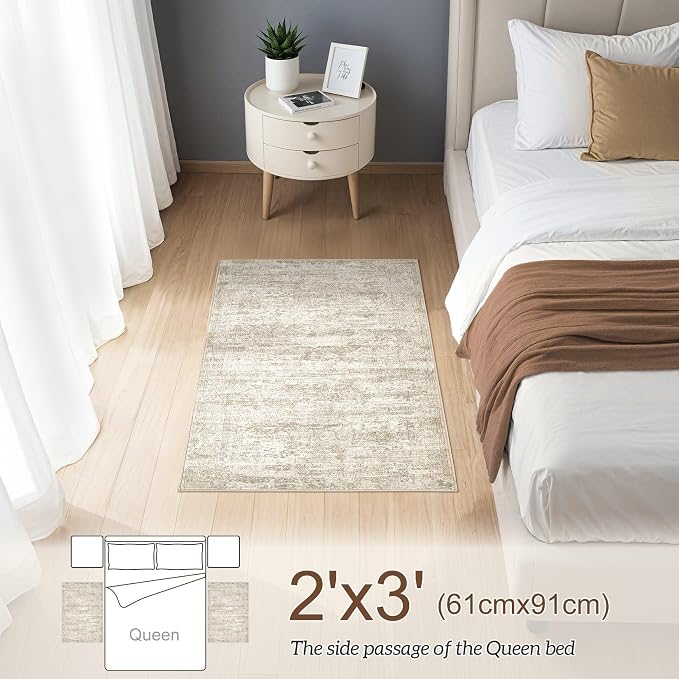 DMOYEST 2x3 Entryway Area Rug: Washable Neutral Modern Abstract Small Rug - Image 2