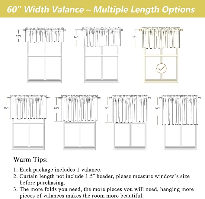 White Valances for Windows, Light Filtering Faux Linen Textured Small Short - Image 3