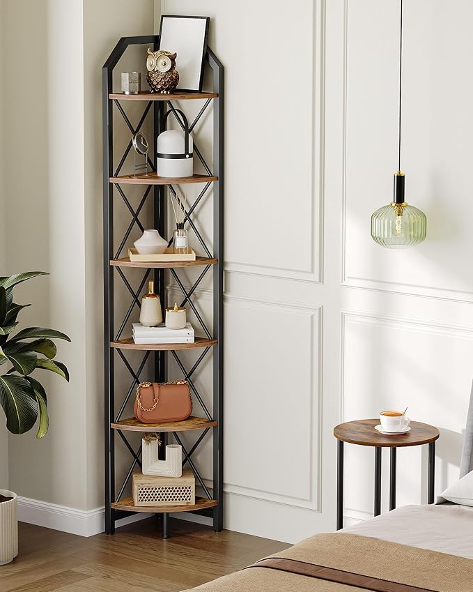 CHOEZON 6-Tier Corner Shelf, Industrial Corner Bookshelf, 71.2" Corner Storage - Image 6