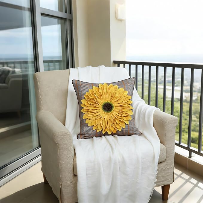 OiseauVoler 3D Sunflower Handmade Throw Pillow Cover Decorative Pillowcase - Image 9