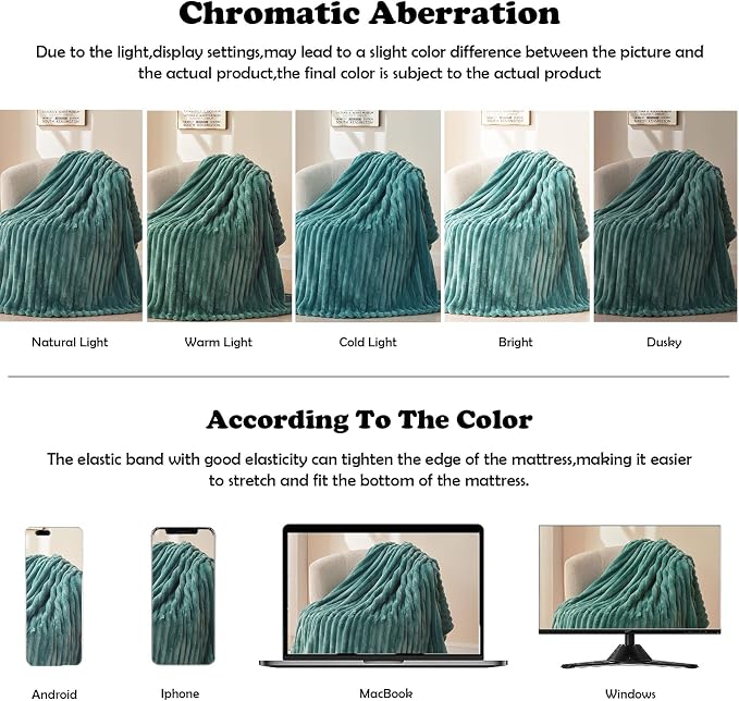 NEWCOSPLAY Super Soft Twin Blanket Light Teal Premium Silky Flannel Fleece 3D - Image 6