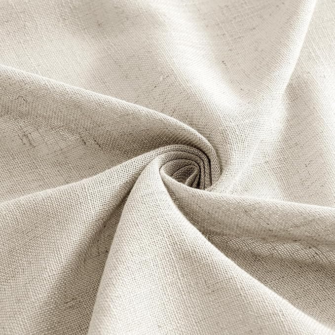 MIULEE Cream Linen Curtains 45 Inch Length 2 Panels - Image 8