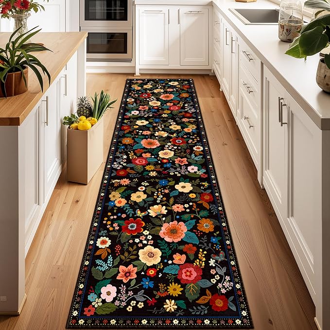 RELEANY Floral Nursery 2x8 Area Rugs Washable Print Boho Cute Carpet Non Slip - Image 2