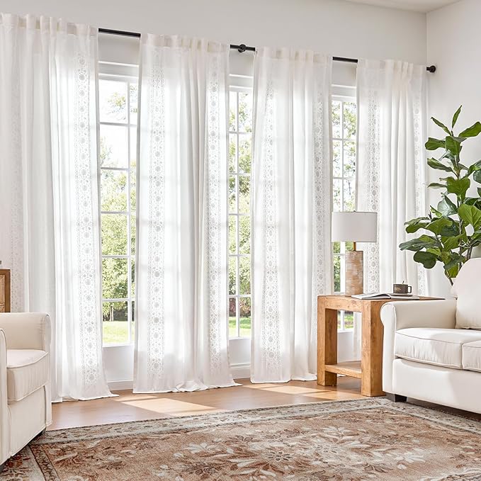 jinchan Weslie White Linen Curtains - Image 2