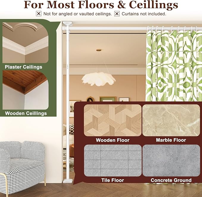 Goovilla Room Divider for Room Separation, Tension Curtain Rods No Drilling - Image 6