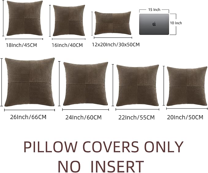 Fancy Homi 2 Packs Dark Brown Decorative Throw Pillow Covers 20x20 Inch - Image 7