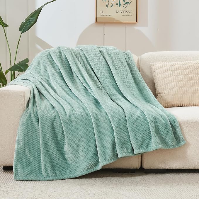 NEWCOSPLAY Super Soft Queen Blanket New Sage Green Premium Silky Flannel Fleece - Image 8