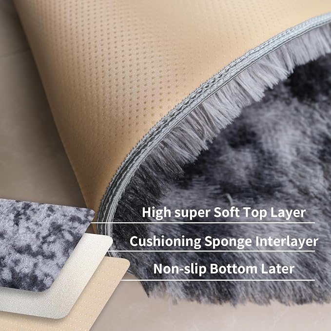 Grey Fluffy 9x12 Large Area Rugs - Image 3