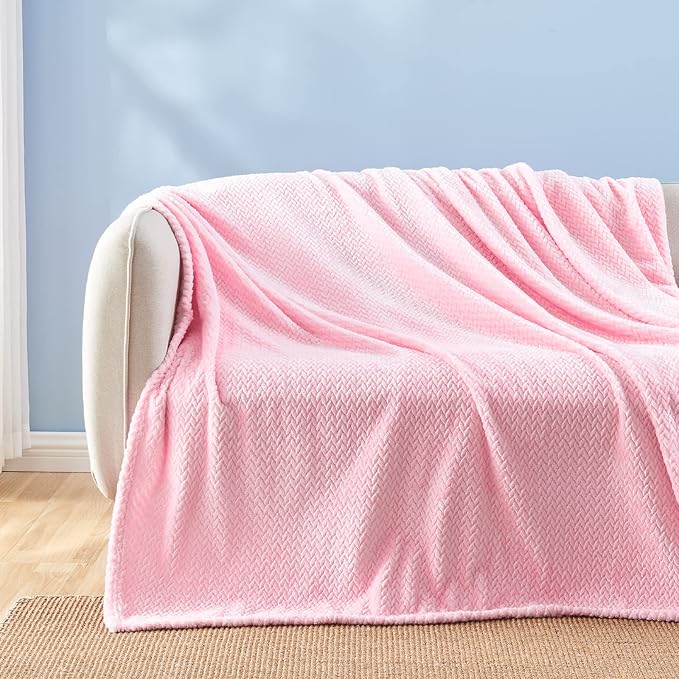 NEWCOSPLAY Super Soft Twin Blanket Pink Premium Silky Flannel Fleece Leaves - Image 4