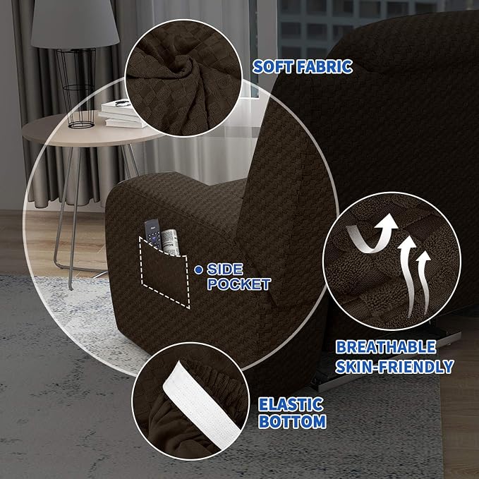 MAXIJIN Oversized Recliner Covers That Stay in Place 4 Pieces Stretch Large - Image 4