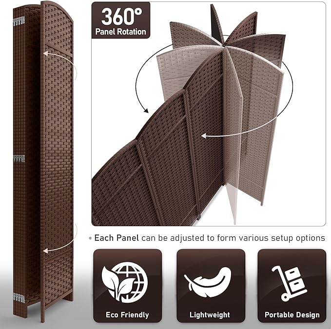 Sorbus 6 Panel Room Divider 6 ft. Tall - Image 7