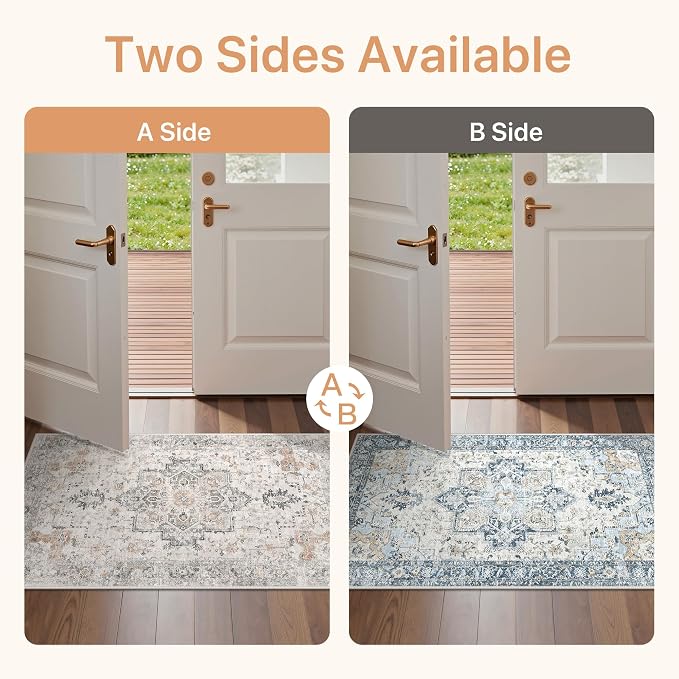 GENIMO 2x3 Reversible Door Mat for Entryway, Machine Washable Non Slip Vintage - Image 3
