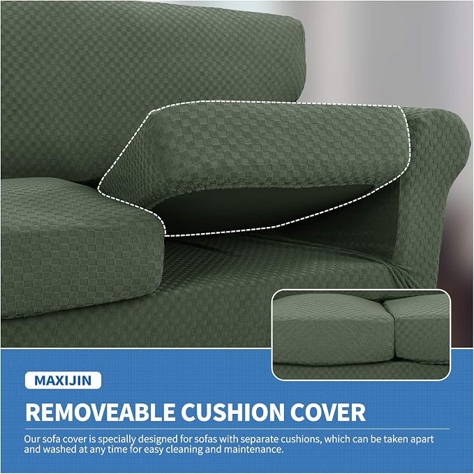 MAXIJIN 4 Piece Jacquard Extra Large Couch Covers - Image 4