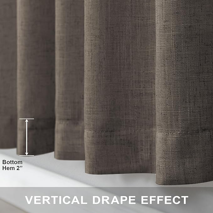 Dark Brown Linen Curtains for Living Room 108 Inches Long Semi Sheer Drapes - Image 5