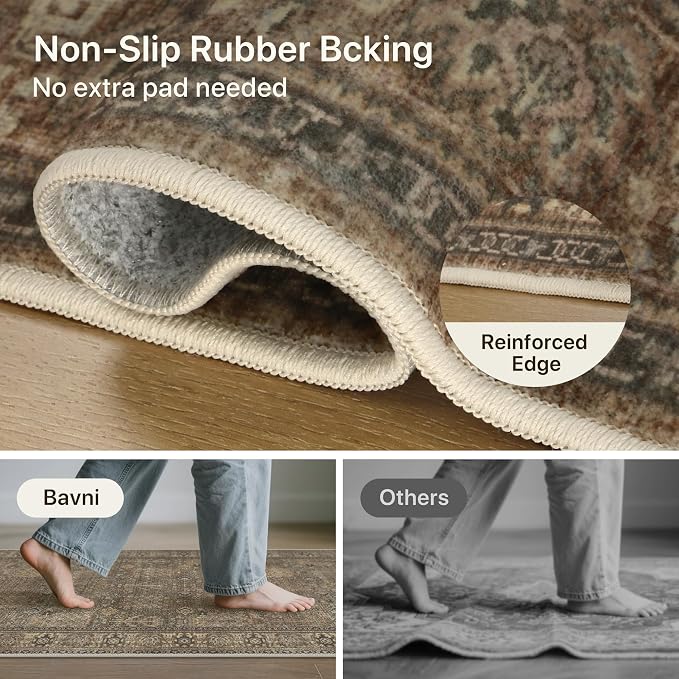 Bavni 2'6''x6 Rug Runners for Hallways, Washable Runner Rug Non Slip, Vintage - Image 5