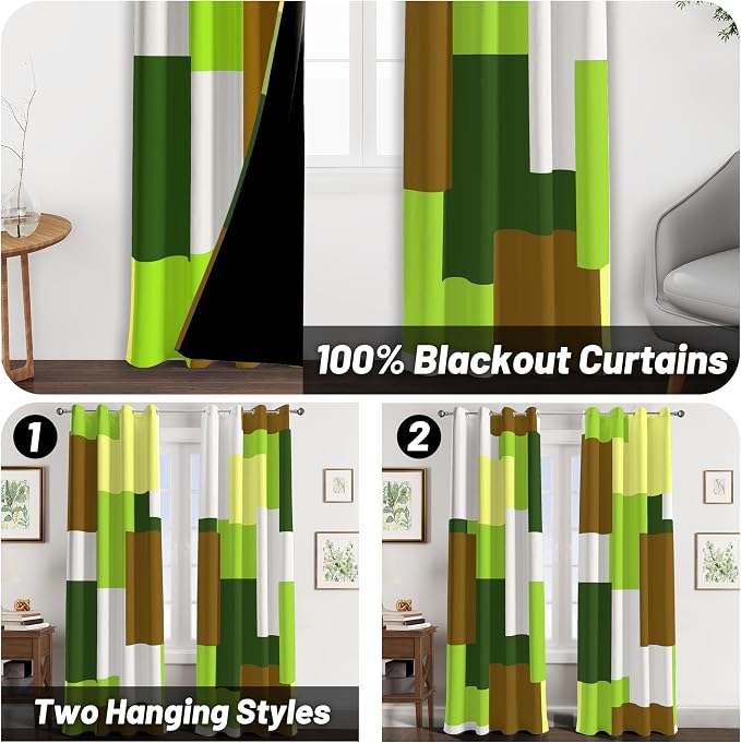 Tyrot Avocado Green 100% Blackout Curtains - Image 2