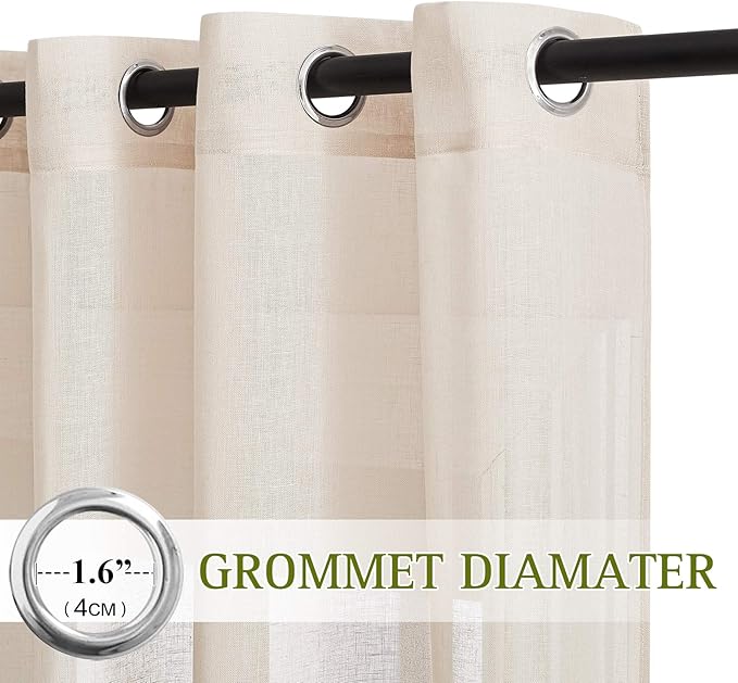 NICETOWN Flax Linen Sheer Curtains 108" Length - Image 2