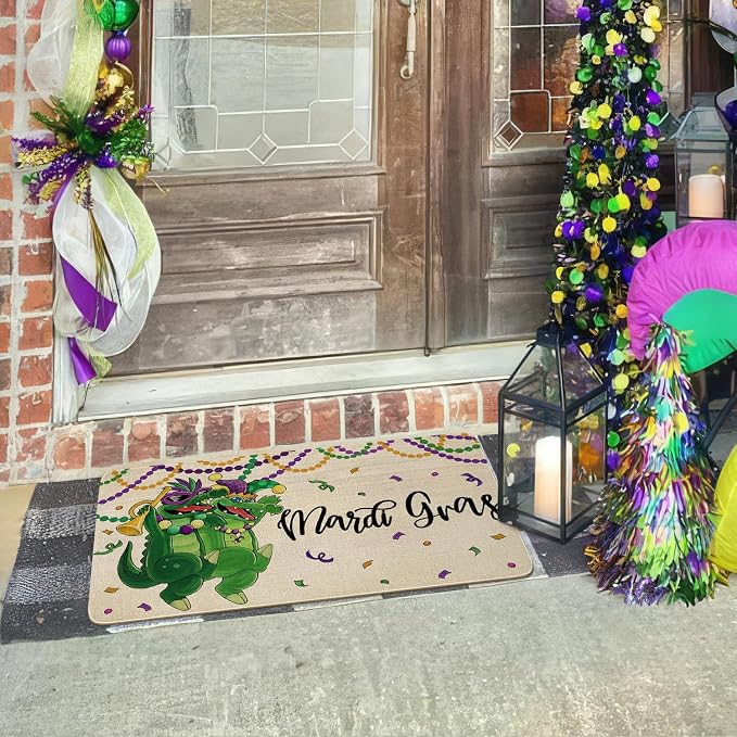 Mardi Gras Door Mat, Entryway Front Porch Welcome Mat - Image 6