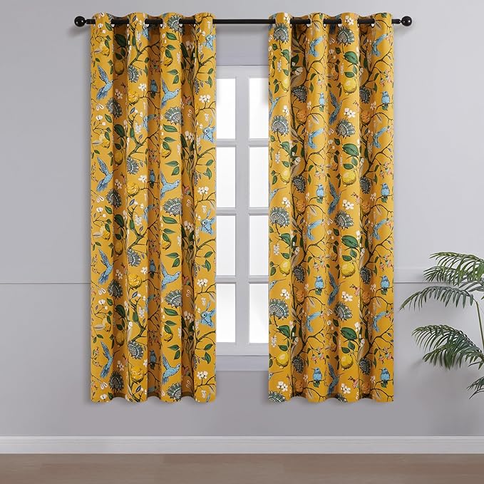 Topfinel 48 Inches Long Short Mustard Yellow Blackout Curtains - Image 2