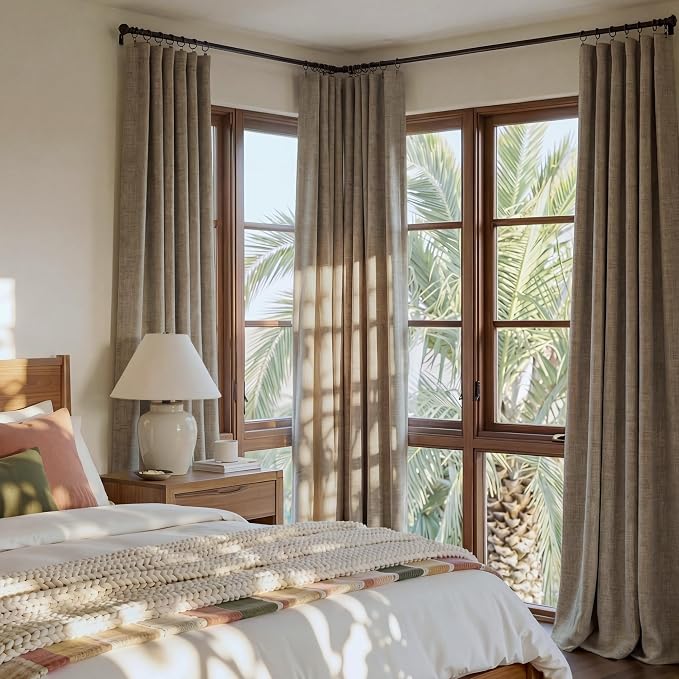RYB HOME 100% Blackout Linen Textured Curtains - Image 2