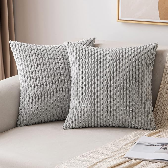 MIULEE Pack of 2 Decorative Throw Pillow Covers 18x18 Inch Soft Boho Striped by MIULEE