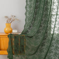 YJ YANJUN Vintage Lace Curtains 84 Inches Long- Country Olive Green Boho Sheer by YJYANJUN
