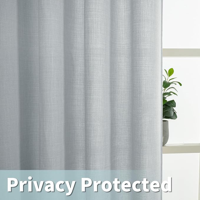 LAMIT Linen Curtains 90 Inch for Bedroom, Grommet Thick Linen Textured Sheer - Image 4