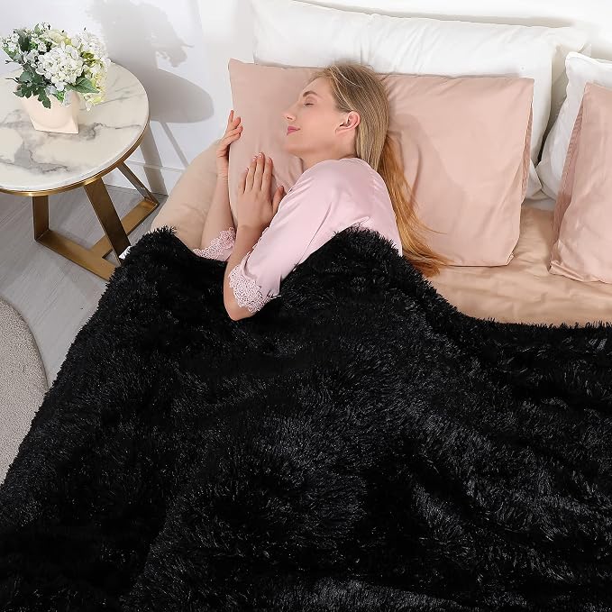 Tuddrom Decorative Extra Soft Faux Fur Blanket Queen Size 80" x 90", Solid - Image 4