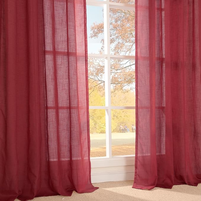 BGment Burgundy Linen Curtains 90 Inch Length - Image 8