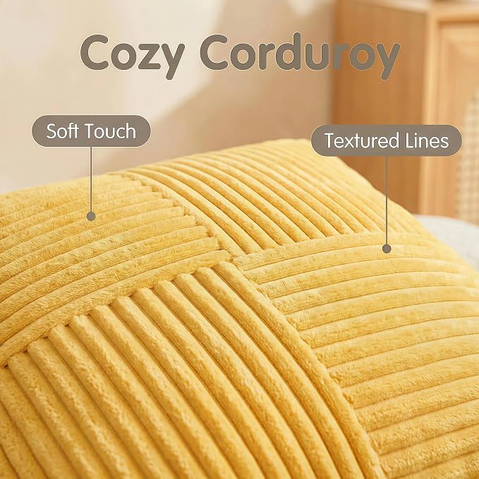 Fancy Homi 2 Packs Yellow Lumbar Decorative Throw Pillow Covers 12x20 Inch - Image 4