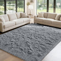 Fluffy Rug Shaggy Area Rug, Light Grey 5x8 Area Rugs by Yongyangjuxi