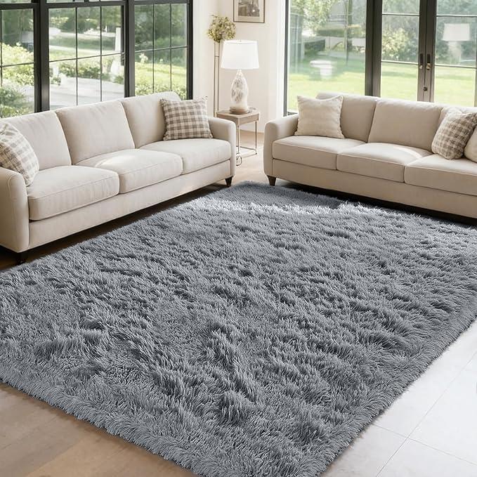 yongyangjuxin Fluffy Rug Shaggy Area Rug, Light Grey 9x12 Area Rugs - Image 3