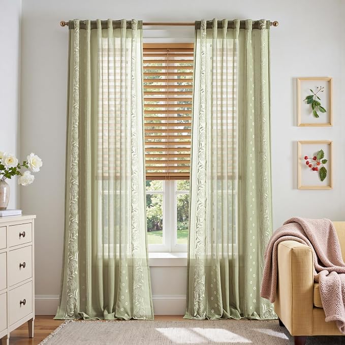 jinchan Winslow Sheer Curtains 96 Inch by JINCHAN