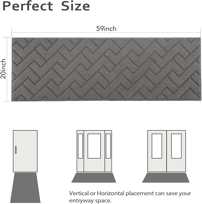 hicorfe Dirt Trapper Indoor Doormat, Non Slip Backing Washable Door Mats - Image 2