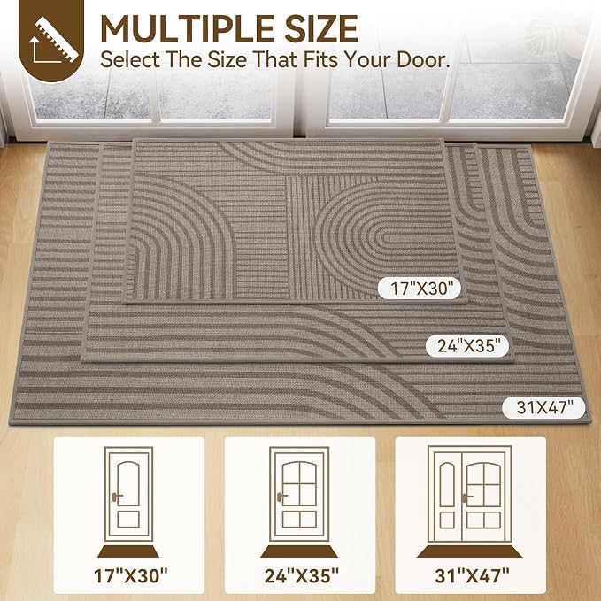 Front Door Mat 31''x47'', Absorbent Dirt Resist Washable Non Slip Low-Profile - Image 2