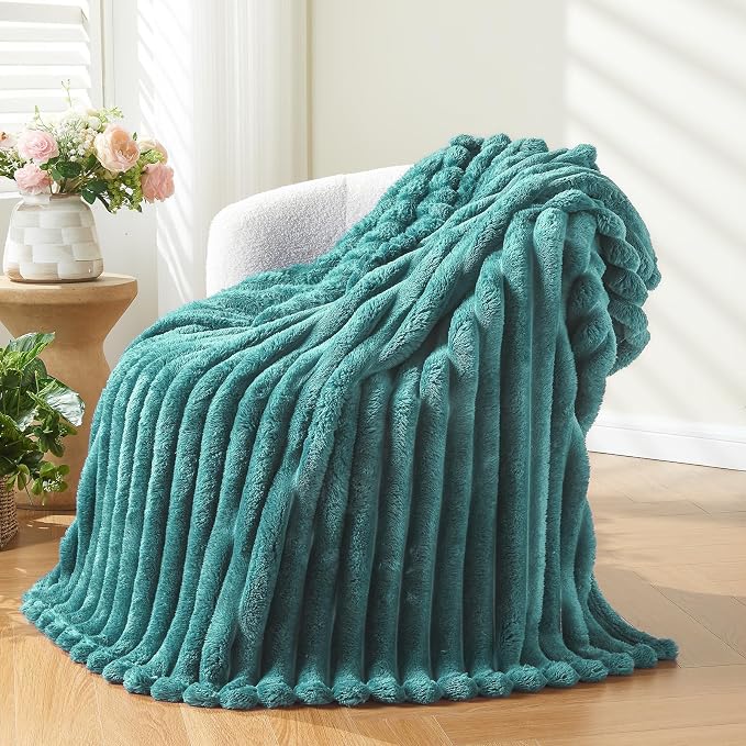 NEWCOSPLAY Super Soft Throw Blanket Light Teal Premium Silky Flannel Fleece 3D by NEWCOSPLAY