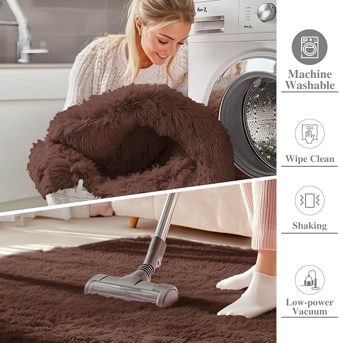 OLANLY 2x2 Machine Washable Small Rug, Soft Fluffy Shaggy Throw Rug - Image 2
