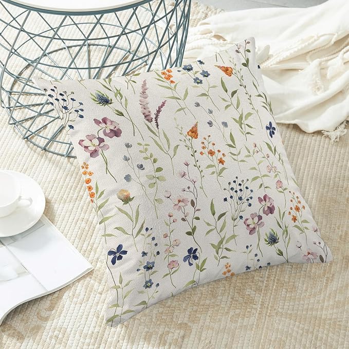 AEIOAE Spring Pillow Covers 18x18 Inch Set of 2, Sage Green Colorful Wild - Image 4