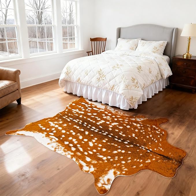Huichenxing2021FURSTORE Faux Deer Skin Rug, Animal Deer Hide Rug Antelope Print - Image 5