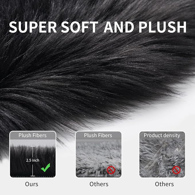 Faux Fur Rug for Bedroom, Small Furry Circle Rugs 3X3, Soft Shag Circular Rug - Image 7