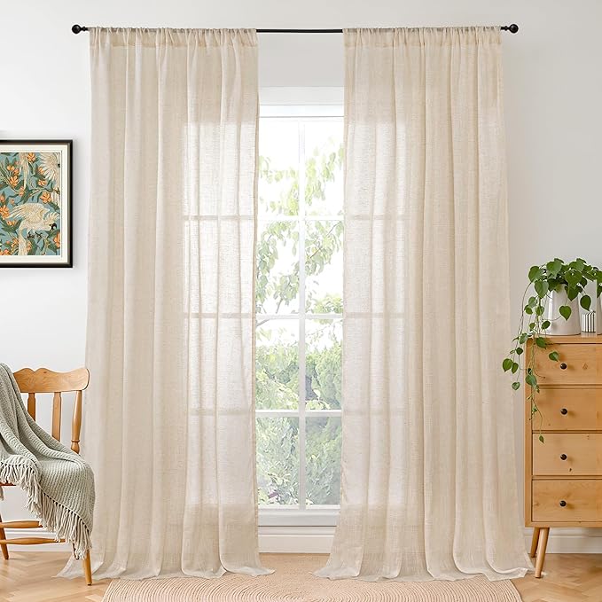 BGment Long Linen Curtains 102 Inch Length by BGment