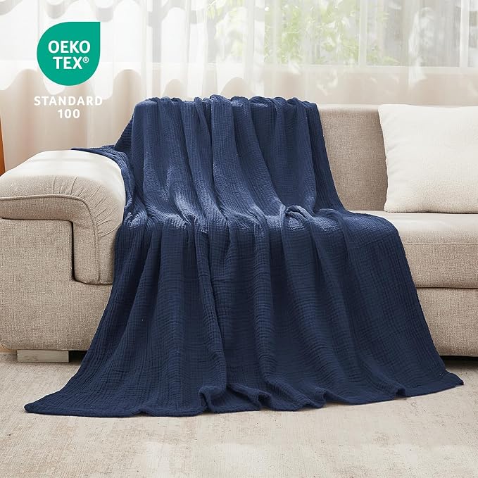 EMME Cotton Blanket Twin XL for Bed Soft Muslin Blankets 66"x90" Lightweight - Image 4