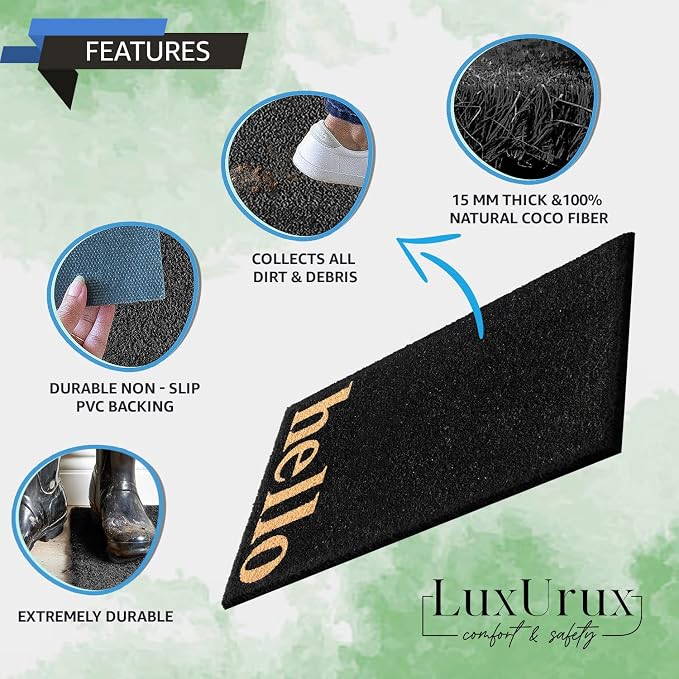 LuxUrux Hello Mats Outdoor Coco Coir Doormat, - Image 7