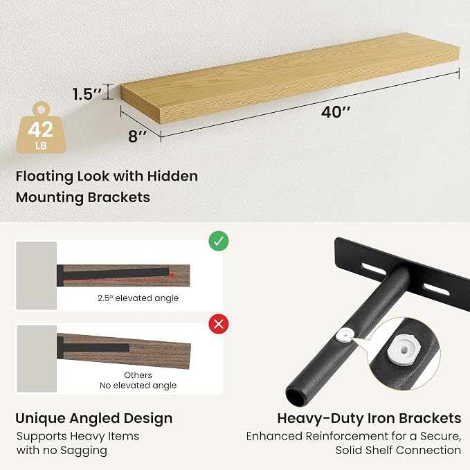 Fun Memories Rustic Wood Floating Shelves - Image 3