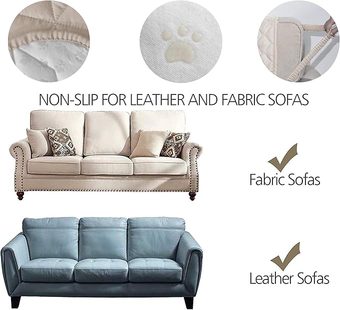 Ameritex Couch Sofa Slipcover 100% Waterproof Nonslip Quilted Furniture - Image 3
