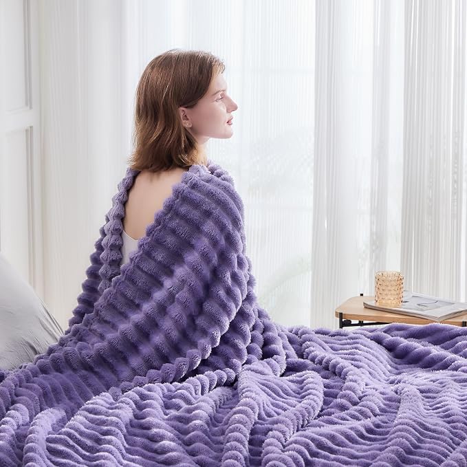 NEWCOSPLAY Super Soft King Blanket Lavender Premium Silky Flannel Fleece 3D - Image 3