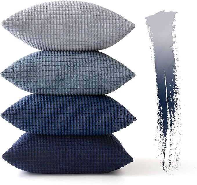 MIULEE Blue Decorative Pillow Covers 16x16 Inch Set of 4 Boho Western Farmhouse - Image 6